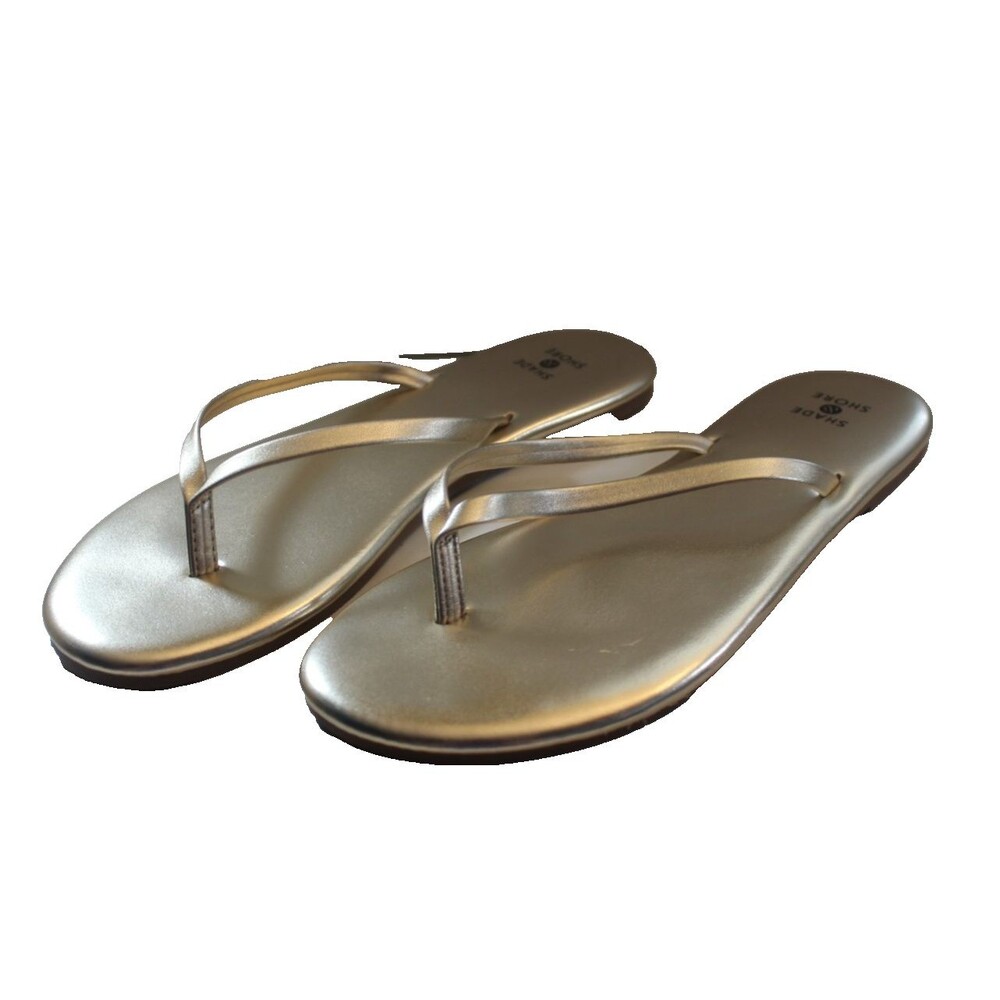 Shade Shore Gold Thong Flip Flops Womens SZ 7 - Picture 2 of 8